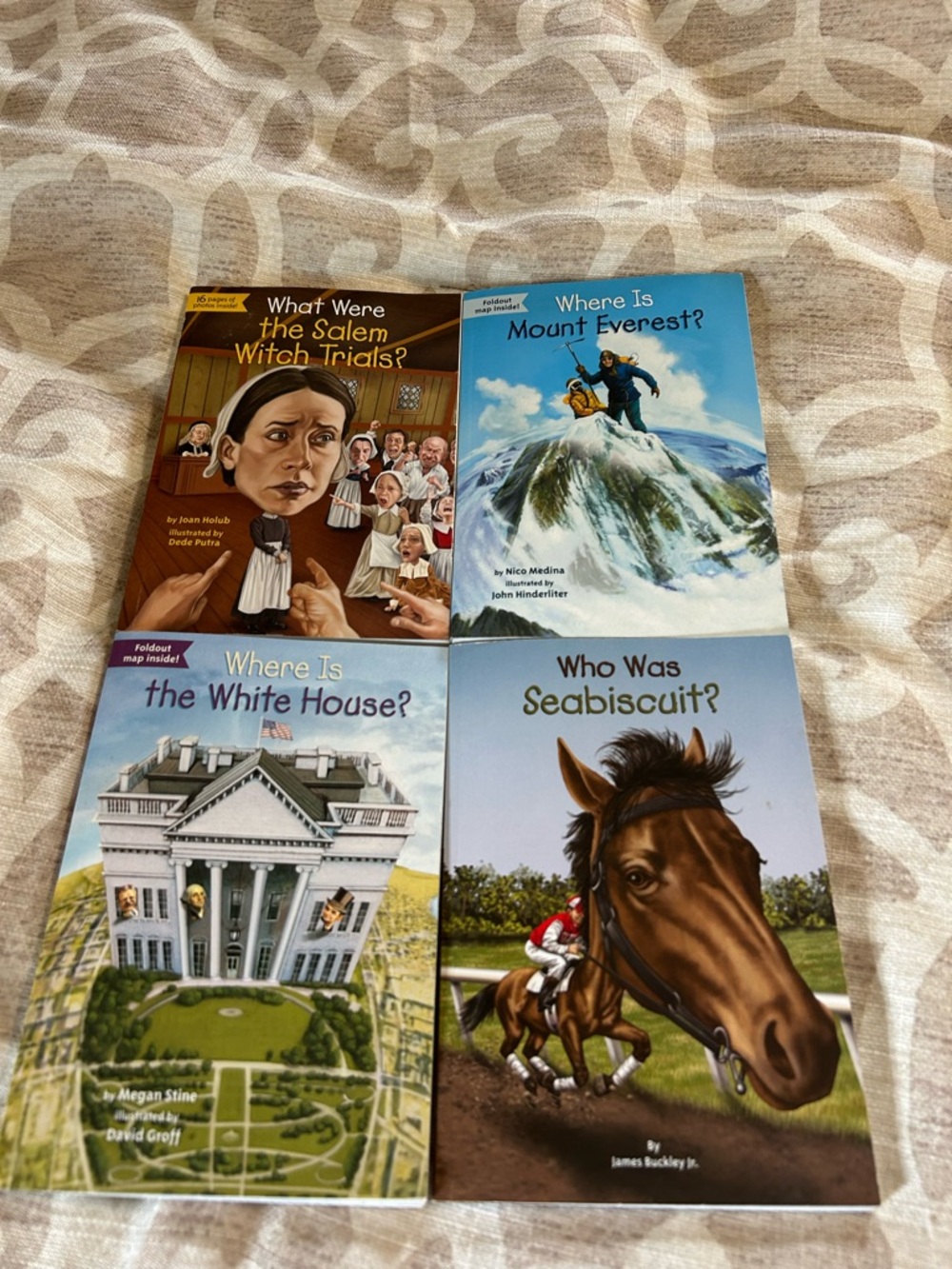 Set of Four Educational Children’s Books in Blue and Brown Covers